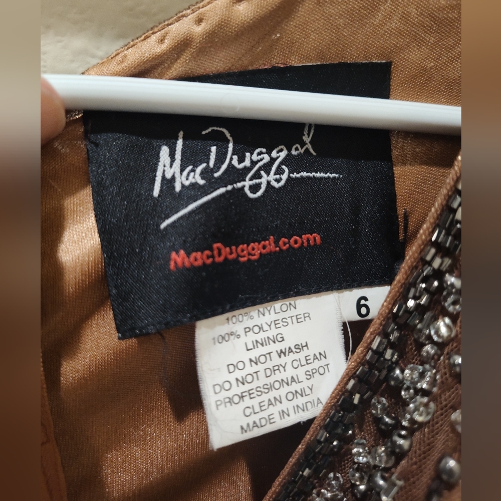 Mac Duggal Elegant Brown Beaded Dress - Picture 4 of 5